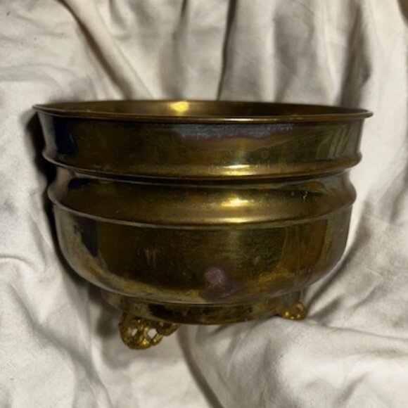 Other - 4.5" solid brass vintage pot container planter decor decoration boho